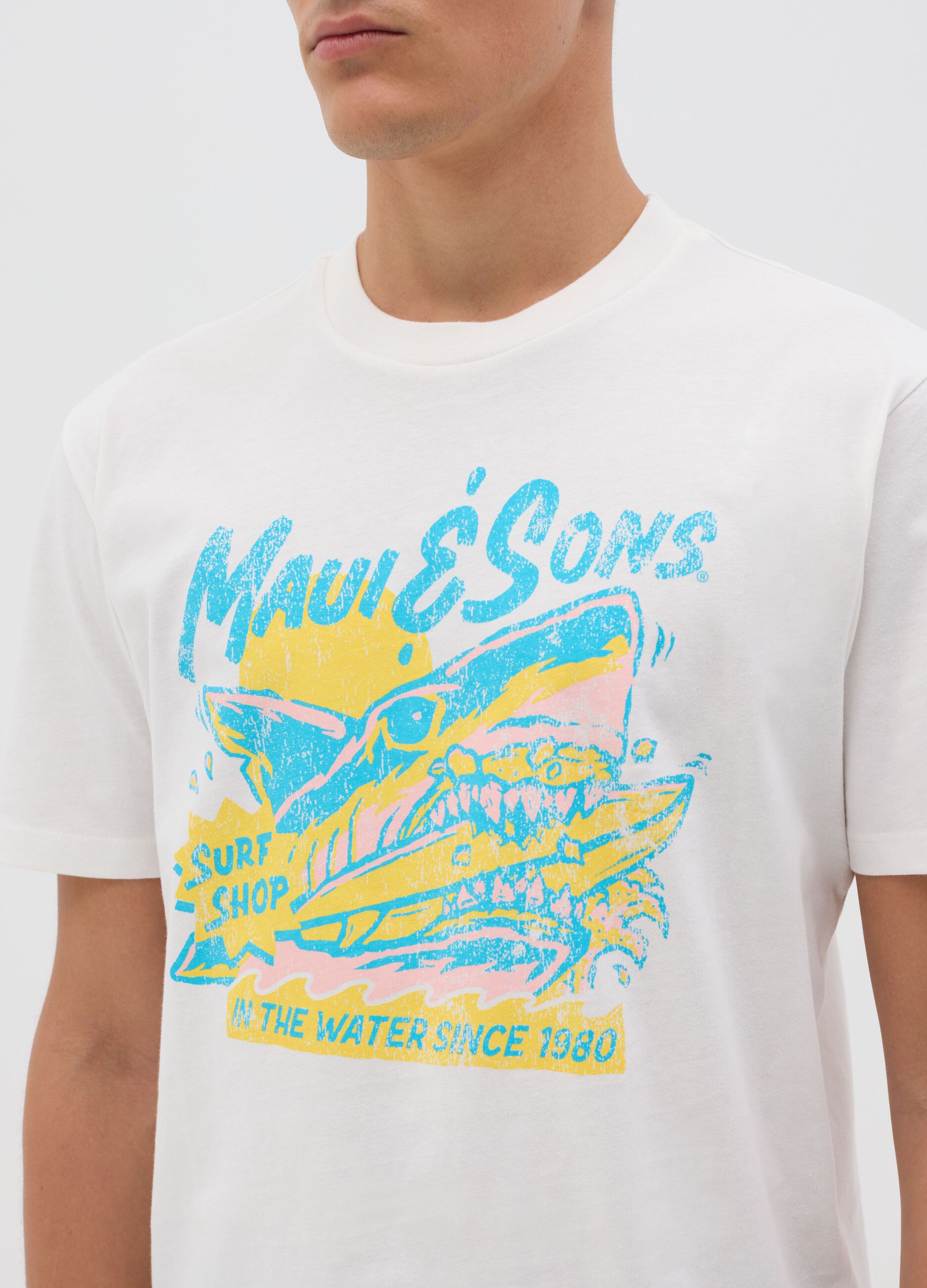 White T-shirt with Maui & Sons graphic print
