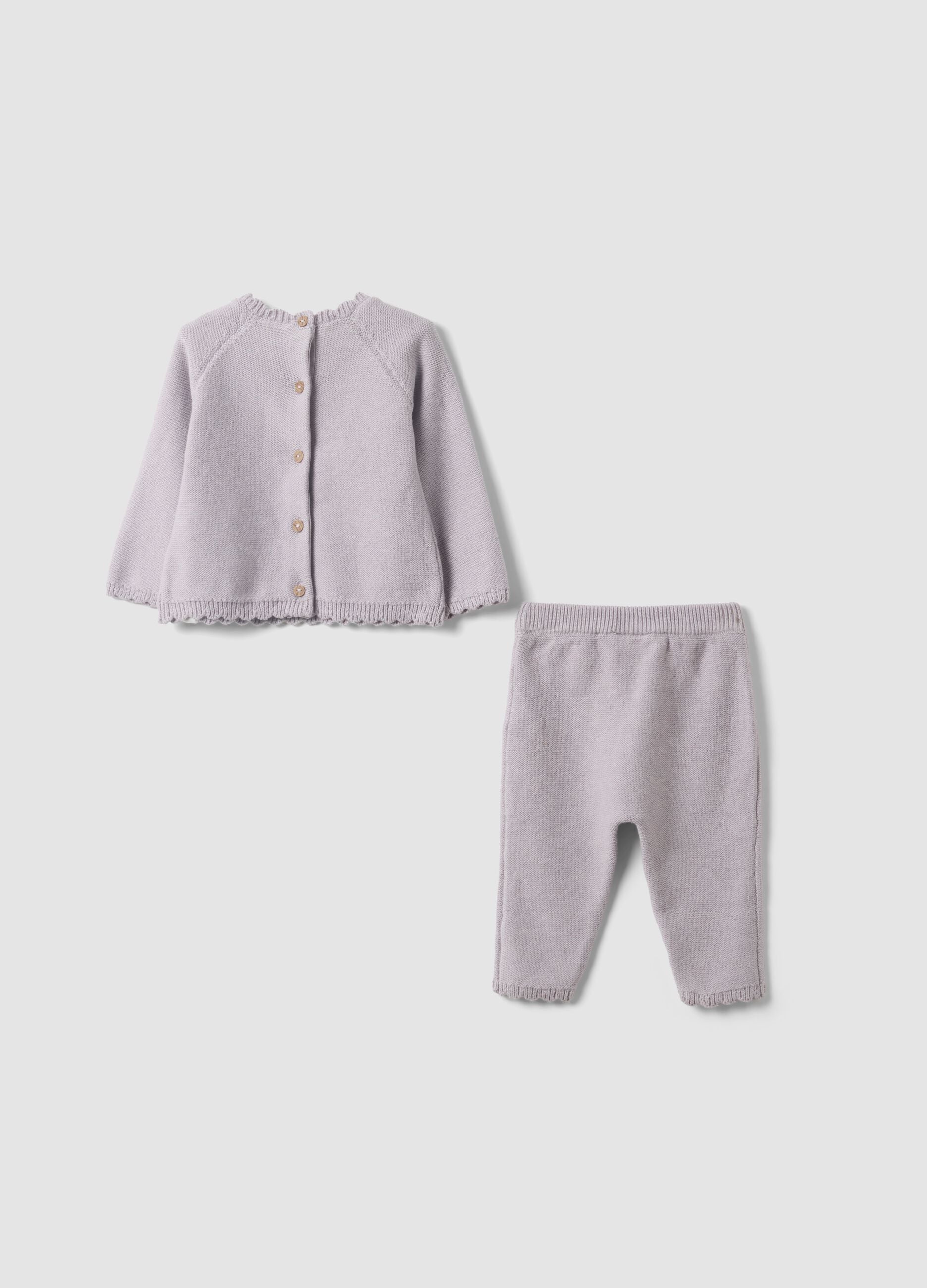 Pink organic cotton knitted set for baby girl
