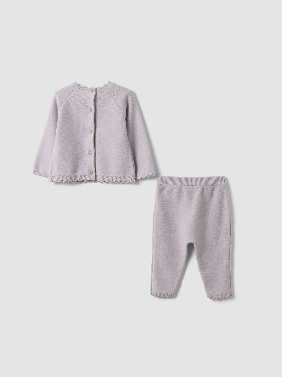Completo rosa in puro cotone organico in maglia per neonata_1