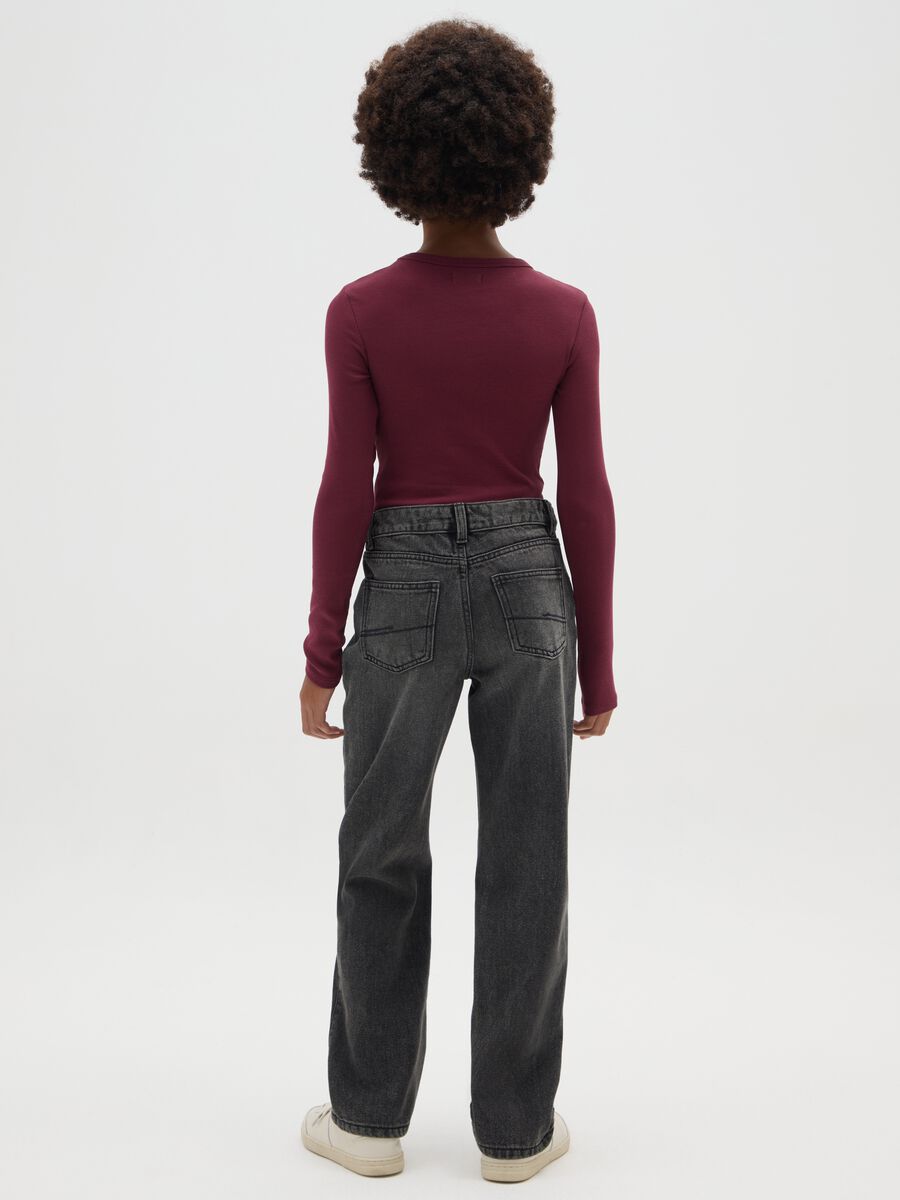 Jeans da ragazza in misto cotone nero straight fit_2