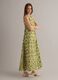 Green maxi dress in pure cotton with V-neck and print_1
