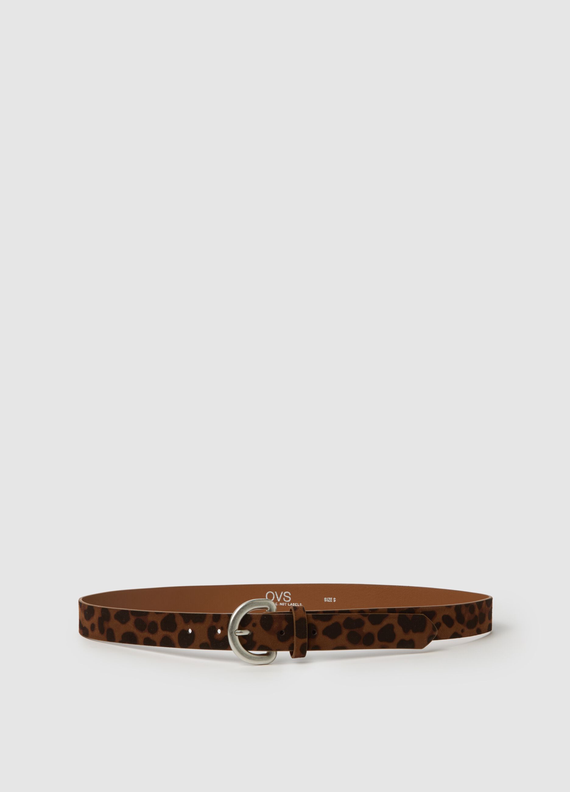 Brown belt with leopard print