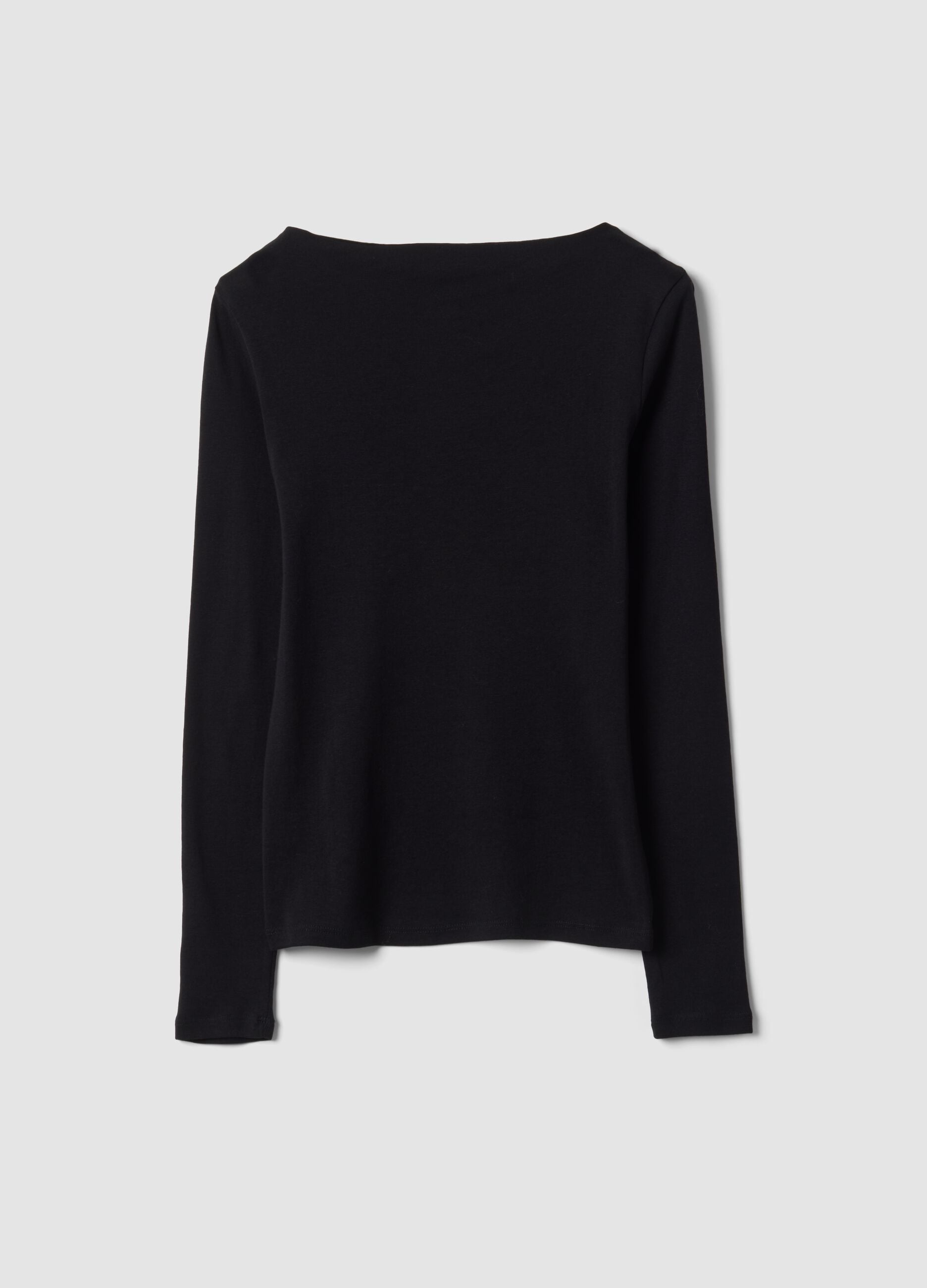 Black pure cotton crew-neck T-shirt