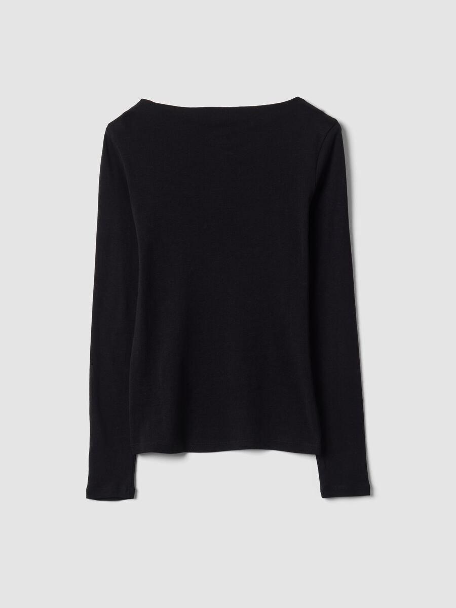 T-shirt nera in puro cotone con girocollo_6
