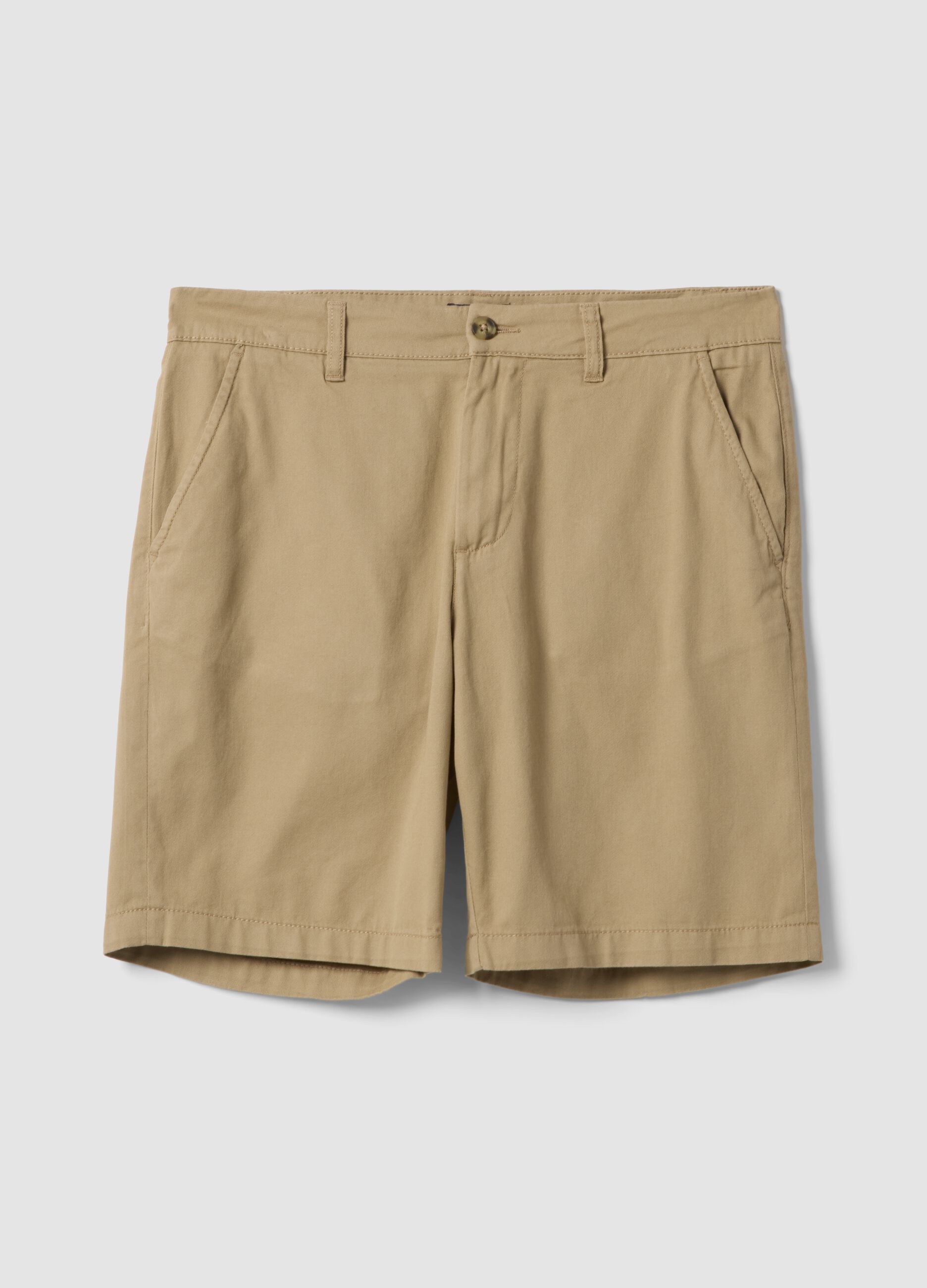 Beige regular-fit pure cotton chino shorts