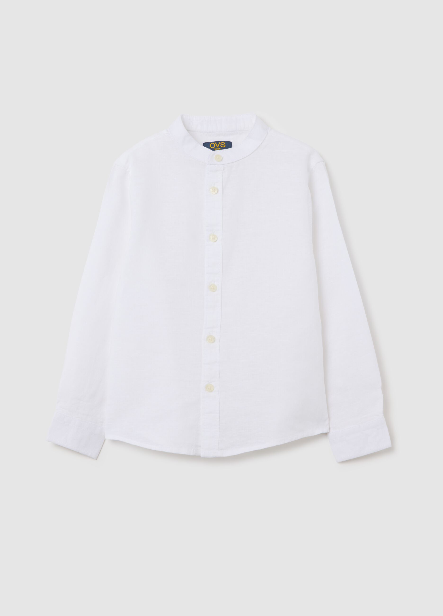 OVS Kids White Long Sleeve Linen and Cotton Shirt