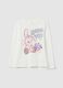 Girls' pure cotton white T-shirt with print_0