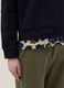 Regular fit blue stretch cotton crewneck sweatshirt with detail_3