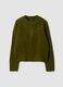 Olive green stretch wool crew-neck jumper_0