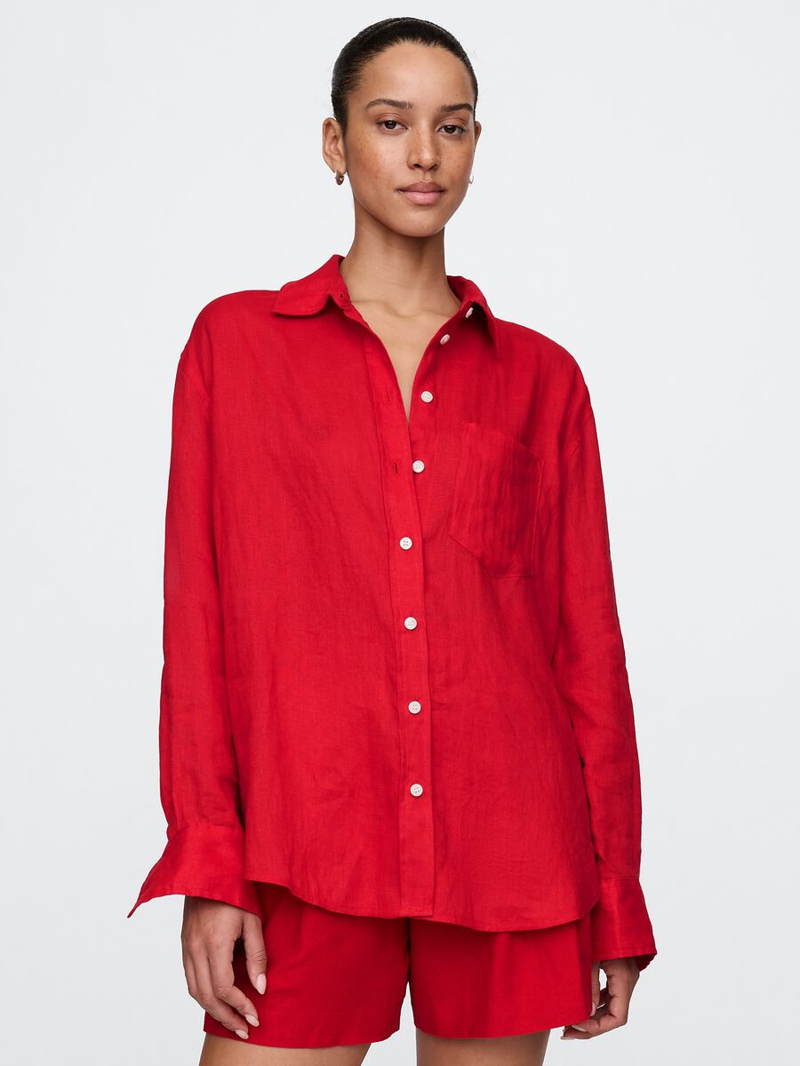 Camicia rossa in puro lino Gap_0