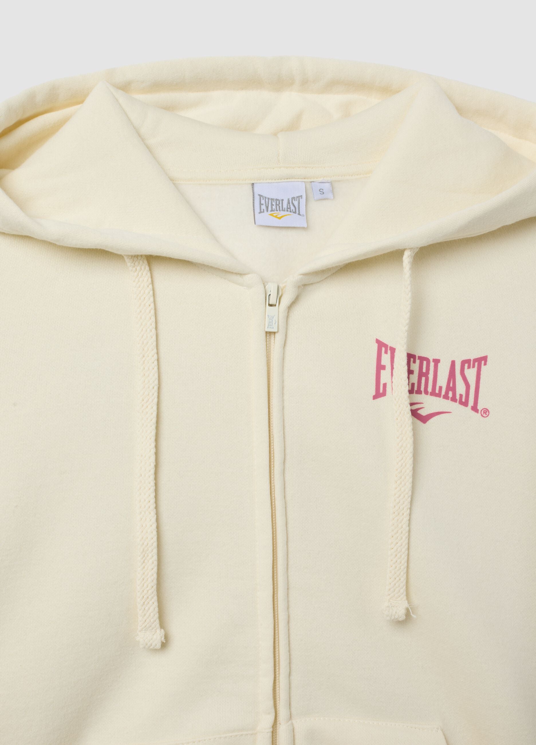 White cotton-blend hooded sweatshirt with Everlast logo
