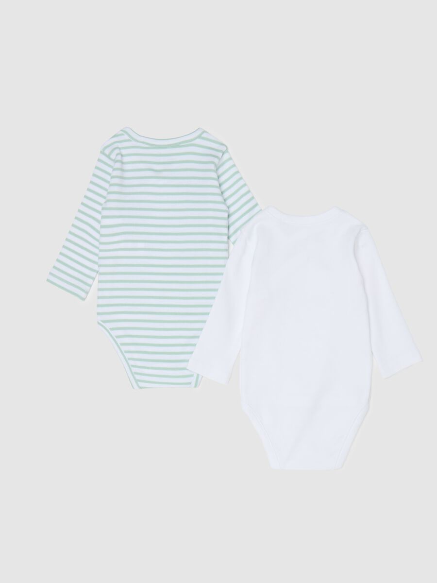 Two-pack bodysuits in organic cotton with V neck_1