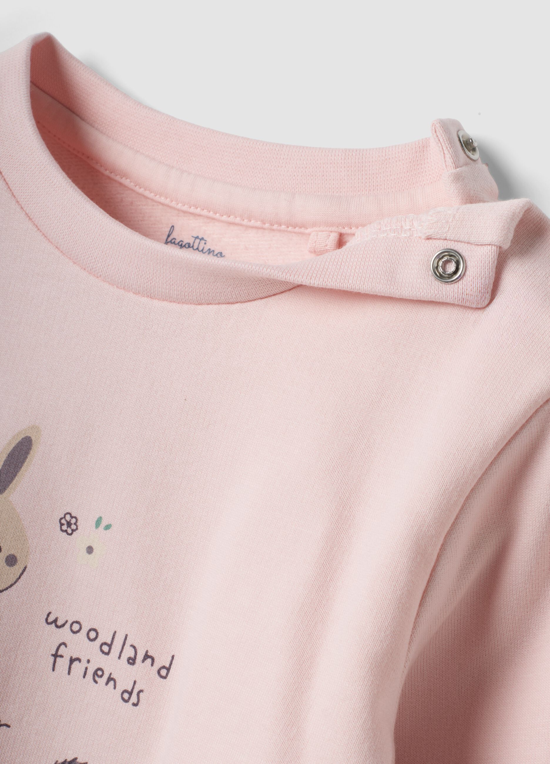 Pigiama rosa in puro cotone organico con stampa coniglietto