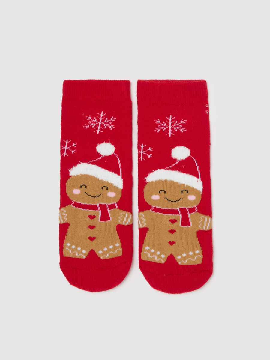 Slipper socks with gingerbread biscuit design_0