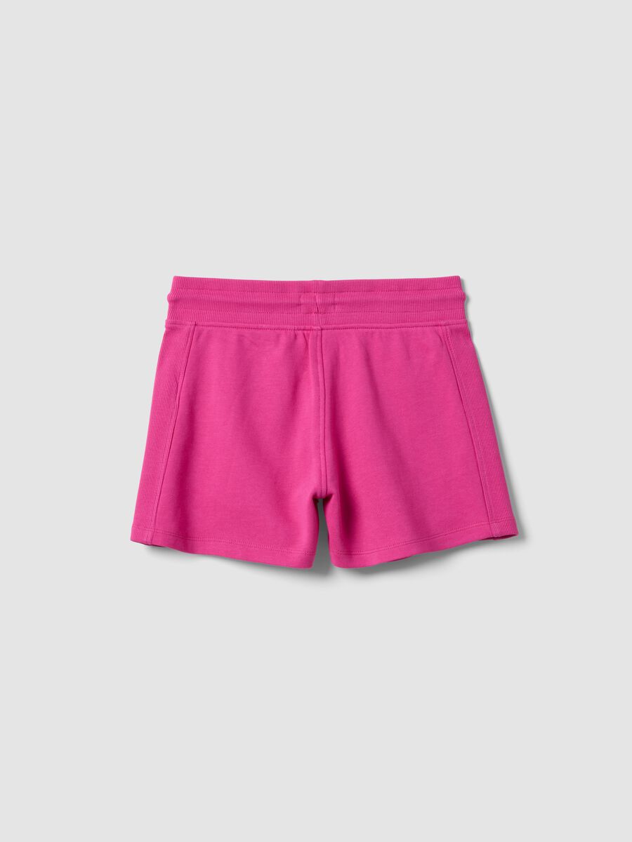 Shorts rosa in puro cotone organico da ragazza con vita elasticizzata_1