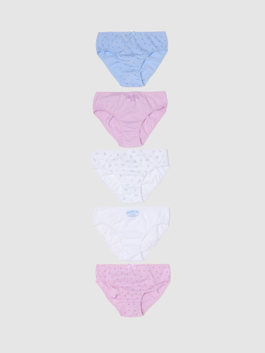 Set cinque slip con fiocchetto e stampa stelle_0