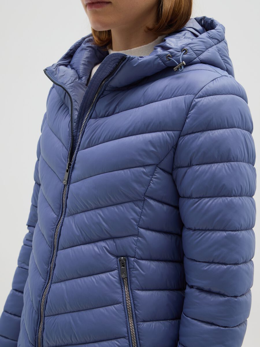 Blue padded jacket regular fit with hood_3