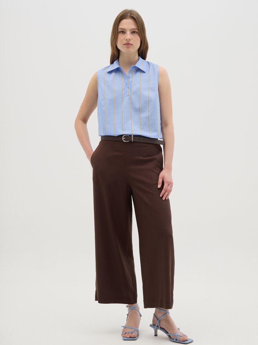 Women's Sleeveless Shirt in Pure Cotton Multicolour Regular Fit_1