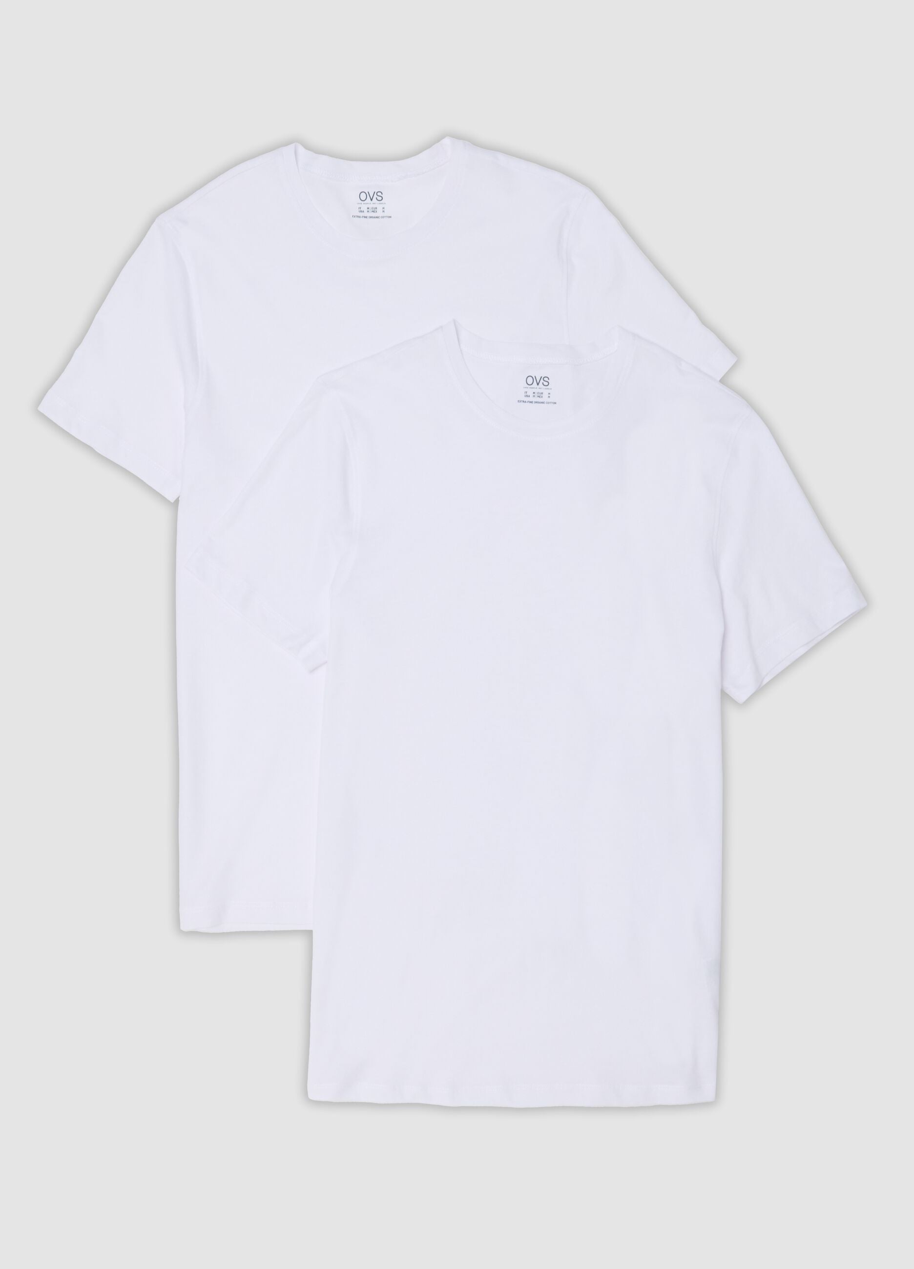 2-pack of white crew-neck T-shirts in pure extra-fine cotton