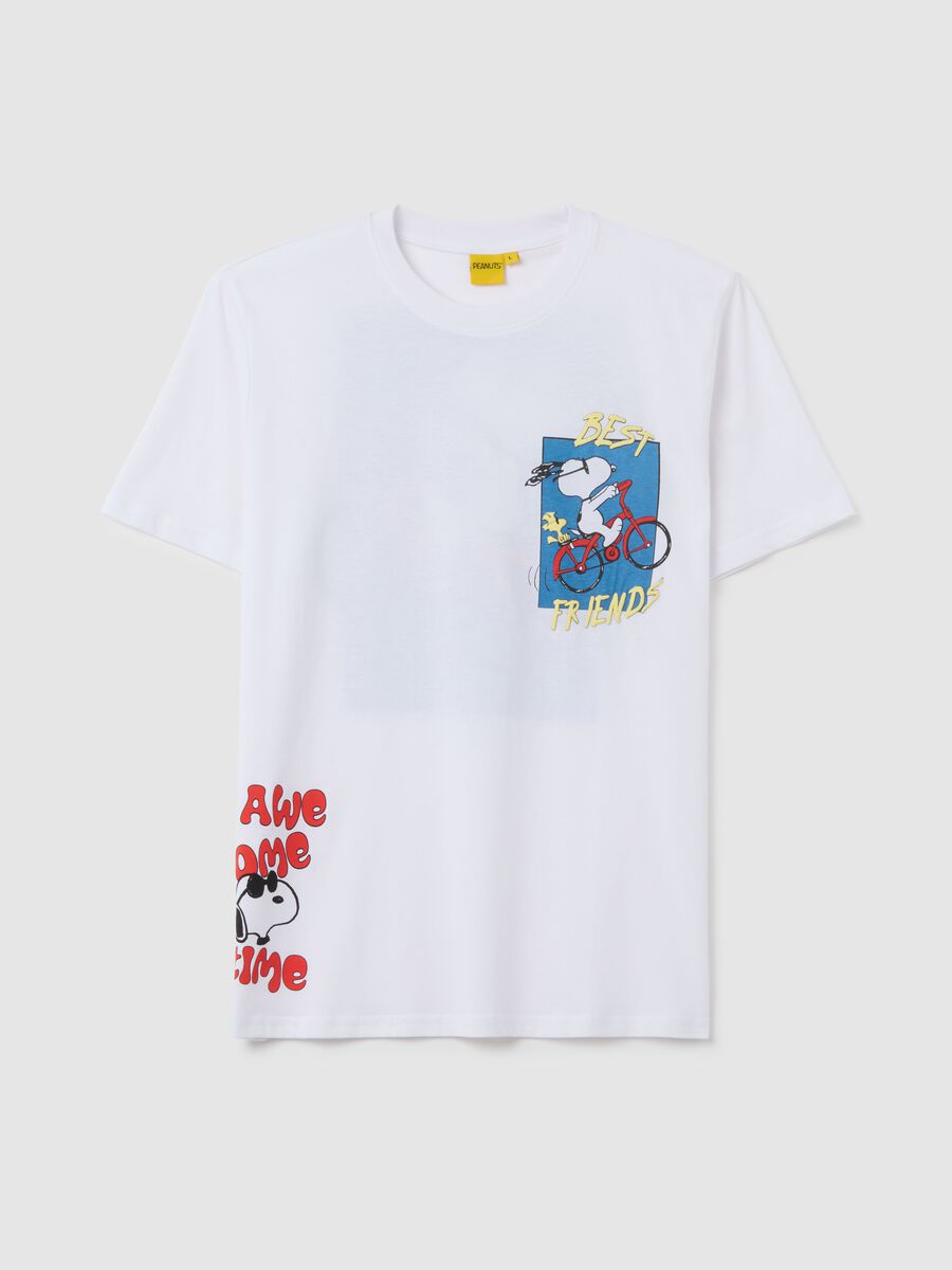 Men's pure cotton white T-shirt regular fit with Snoopy print_0