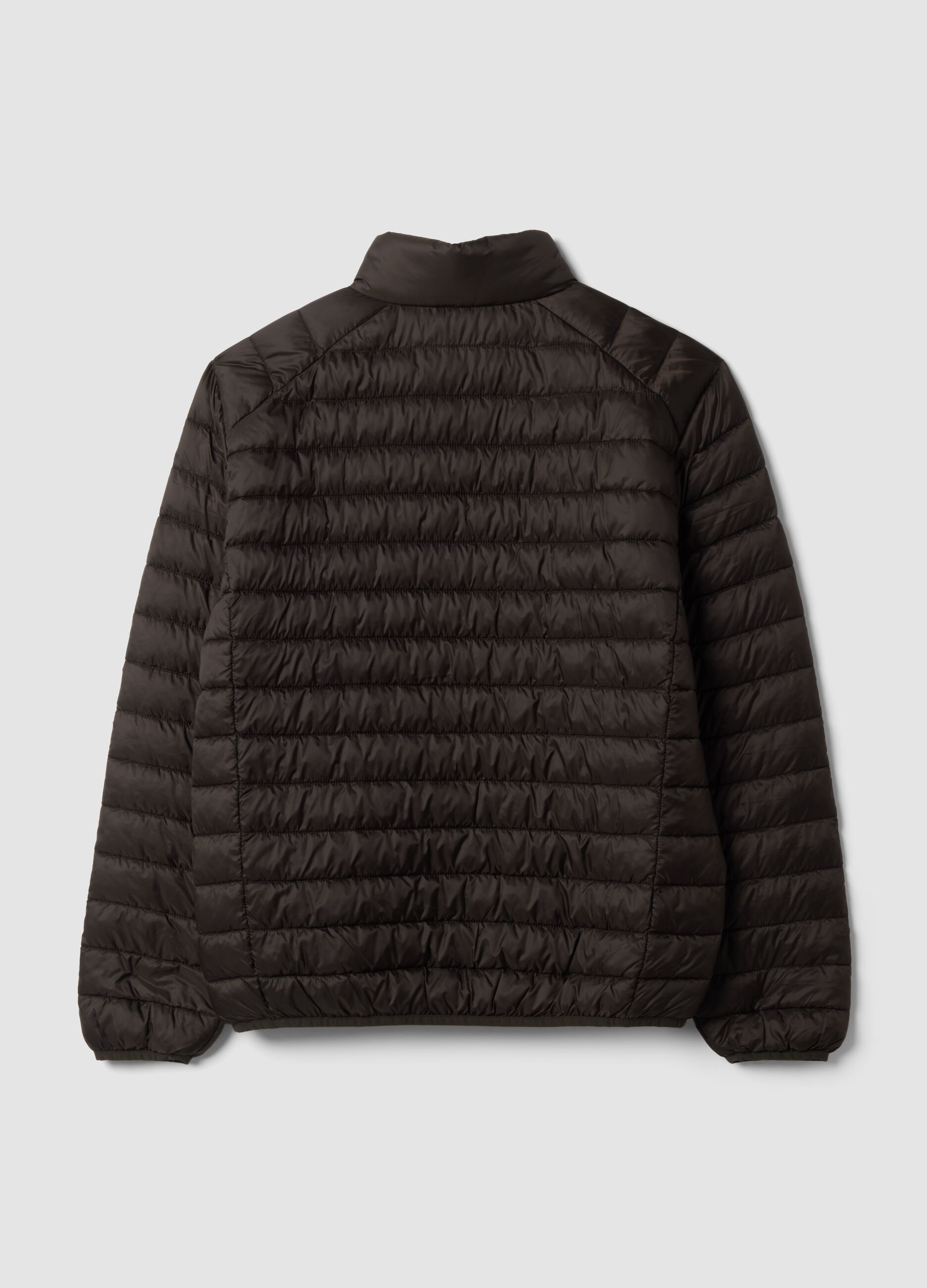 Brown Ultralight Padded Jacket, Regular Fit with Zip