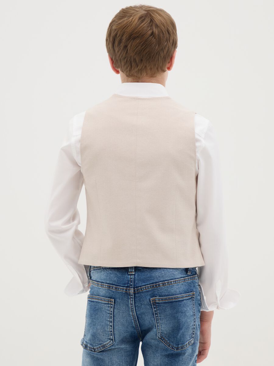 Gilet per ragazzo in puro cotone beige slim fit_2