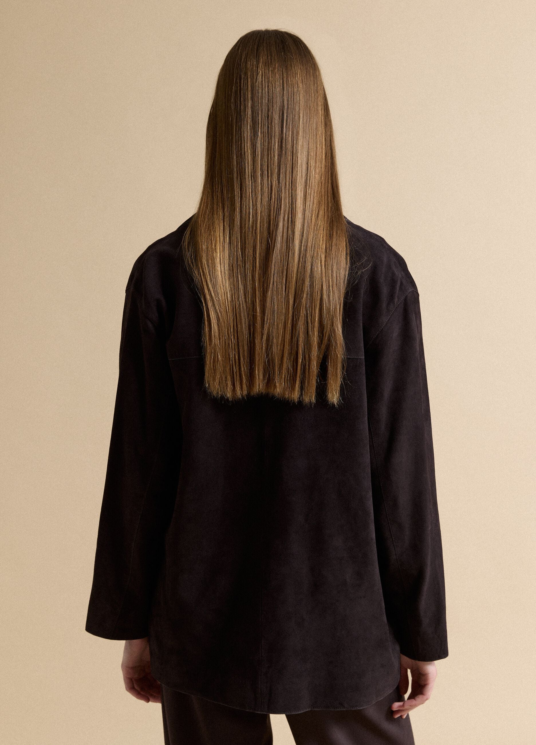 Black genuine leather jacket, regular fit