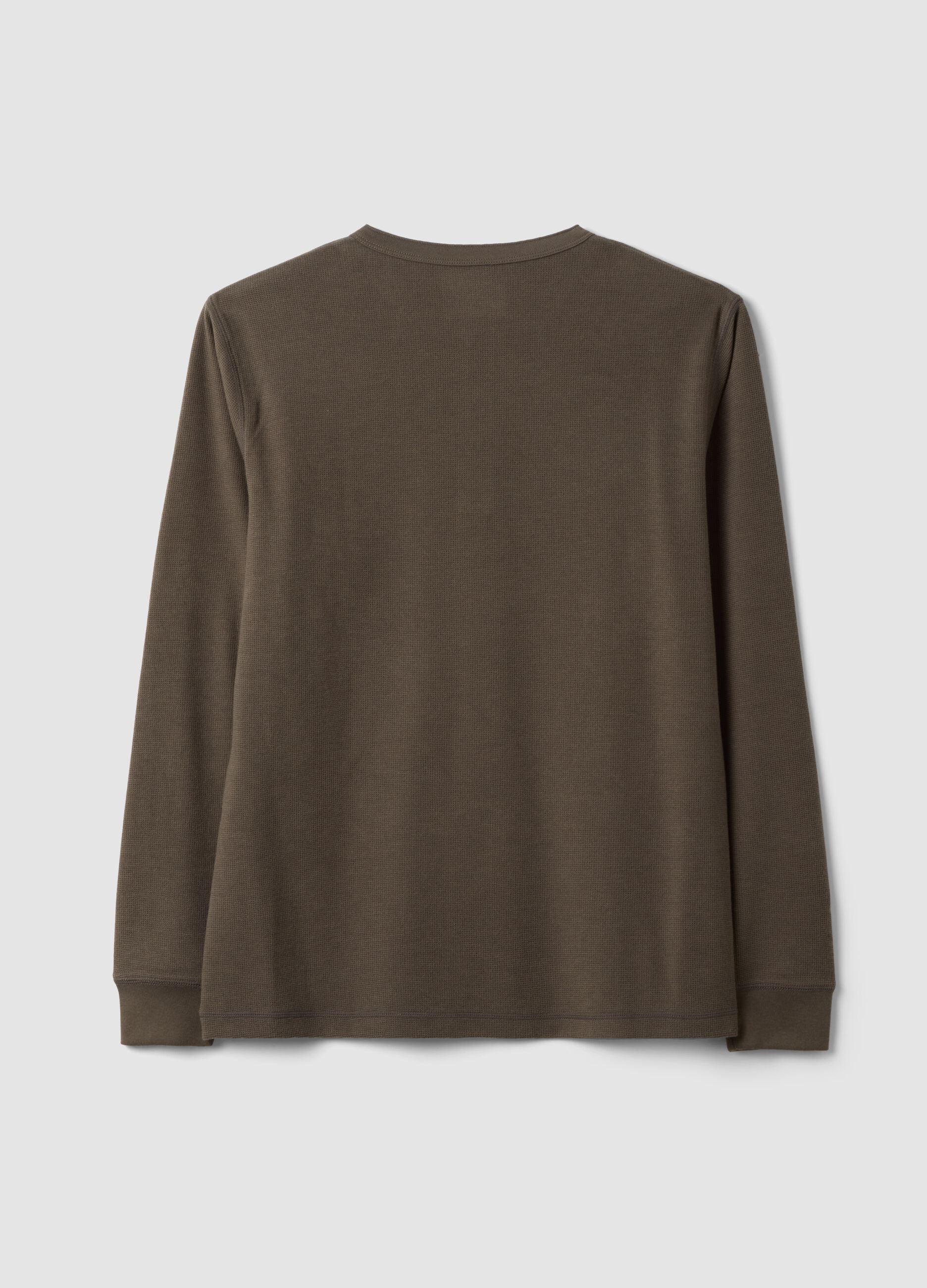 Brown honeycomb viscose-blend regular-fit T-shirt