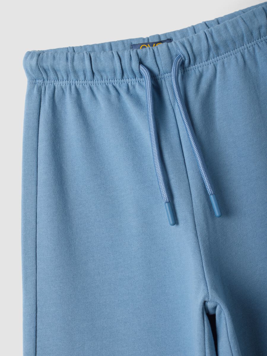 Pantaloni azzurri in puro cotone con vita elasticizzata regular fit_2