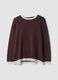 Dark brown regular-fit viscose-blend jumper with contrasting trim_0