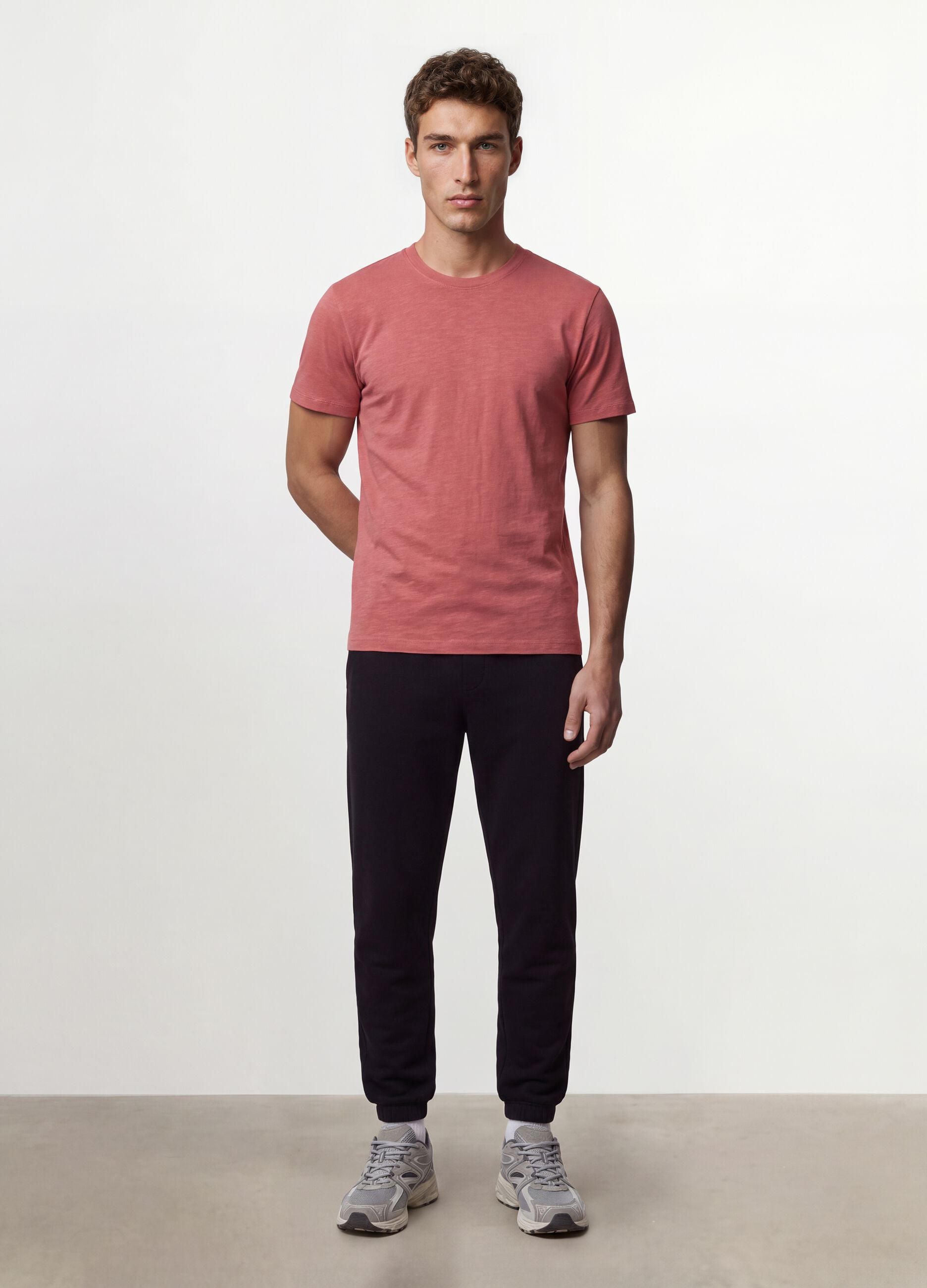 Pink pure cotton regular-fit short-sleeve T-shirt