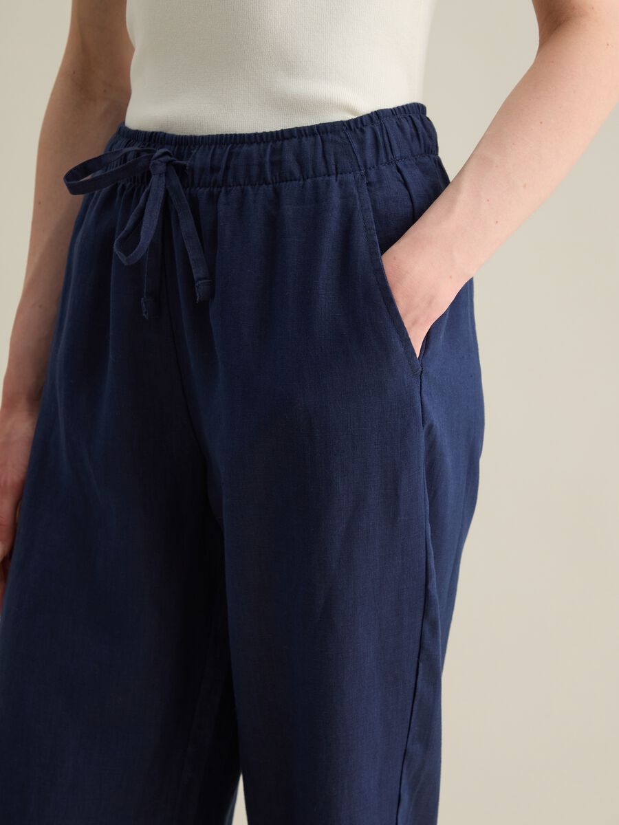 Piombo Blue Linen Trousers_2