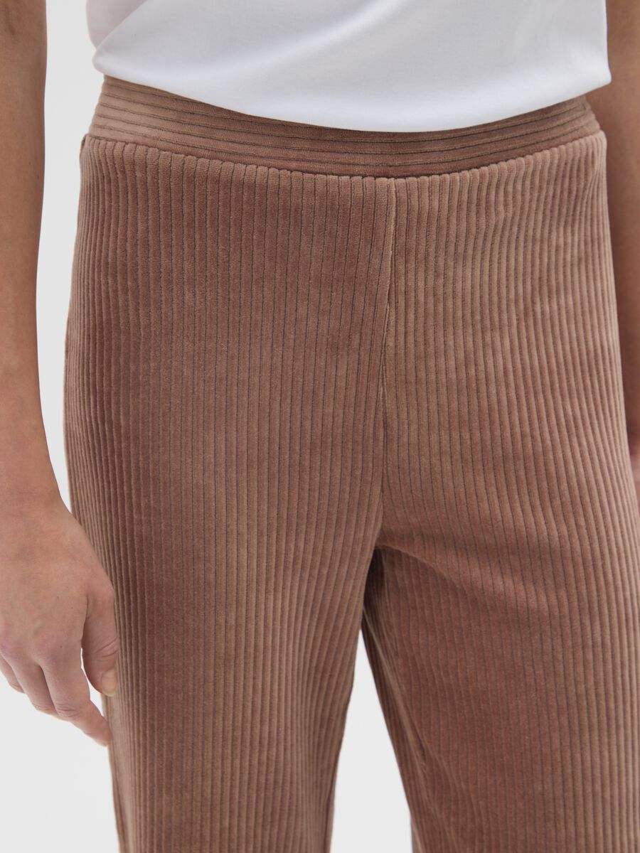 Pantaloni in cotone elasticizzato marroni wide leg_3