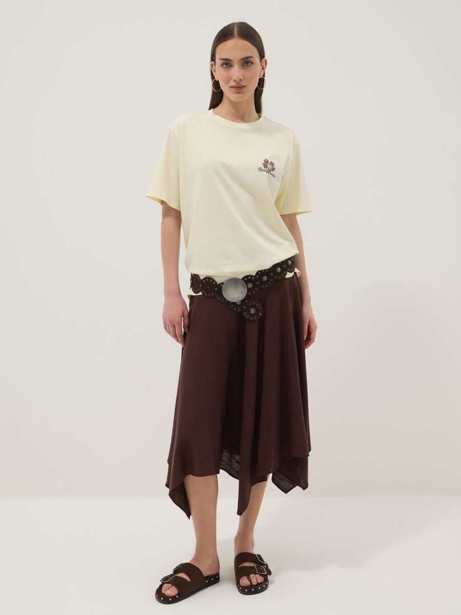 Yellow pure cotton T-shirt with contrast print, relaxed fit_3