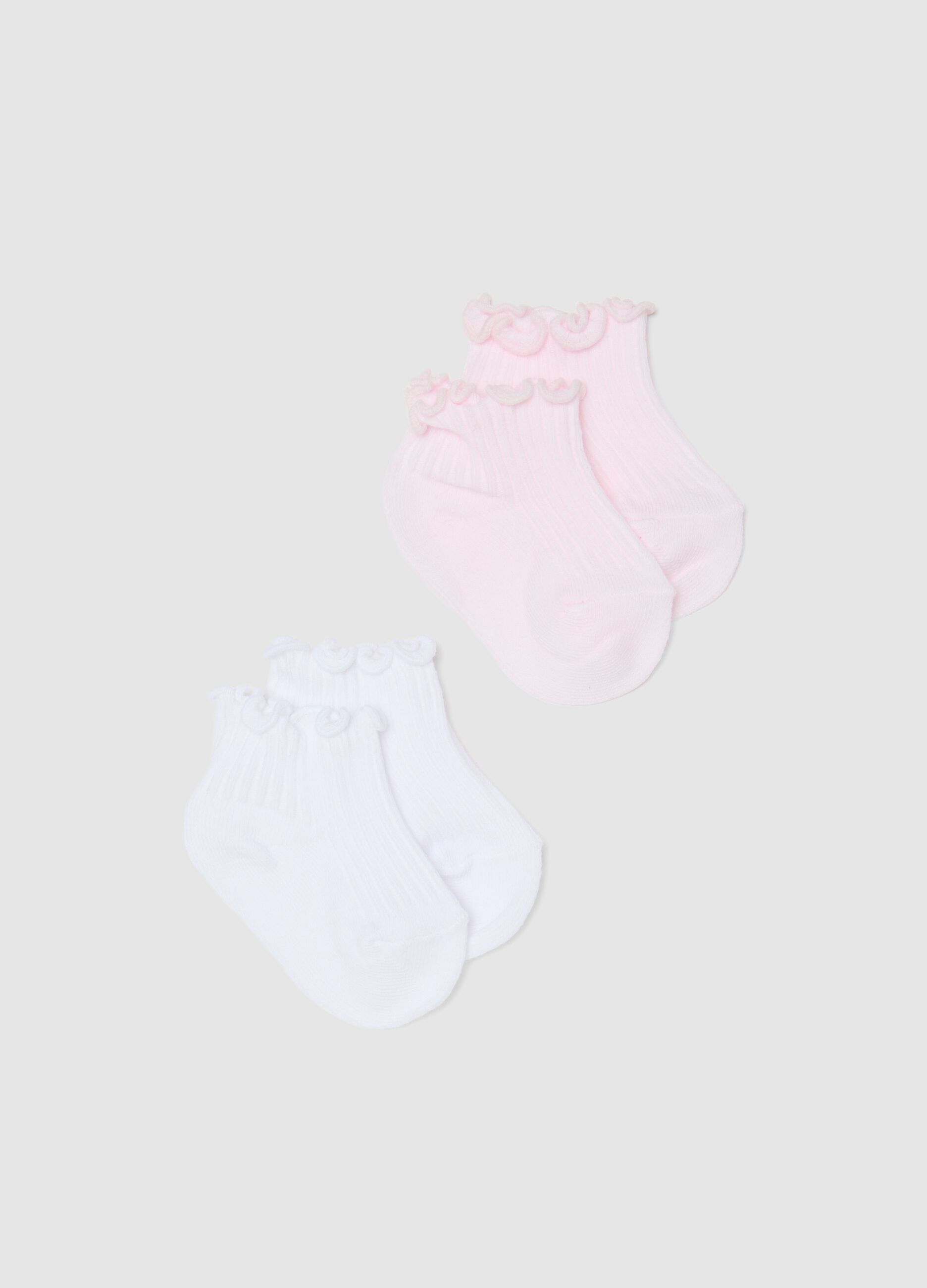 Twin Pack of Elasticated White Cotton Baby Short Socks