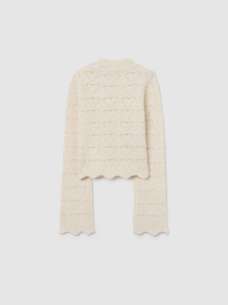 Beige Sweater with Heart Pattern_4