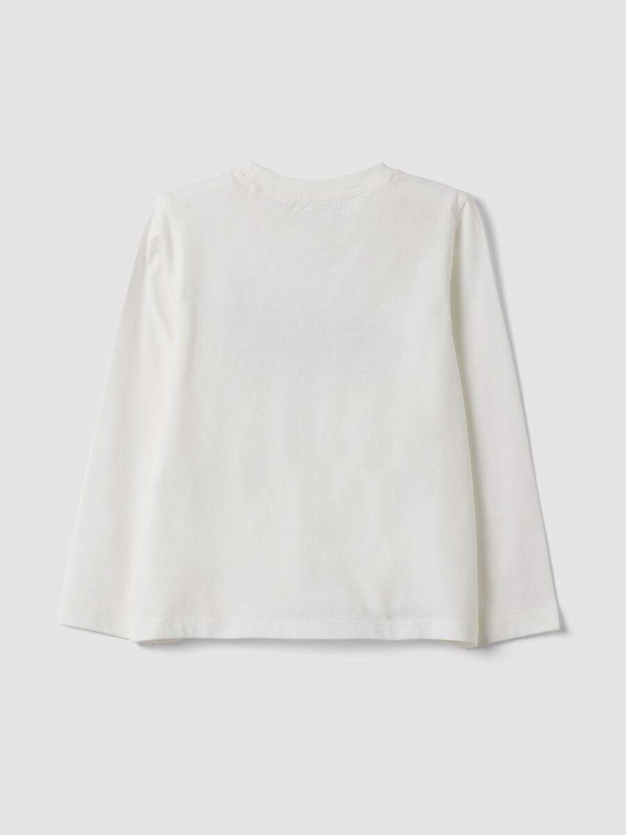 White pure organic cotton T-shirt with front print_1