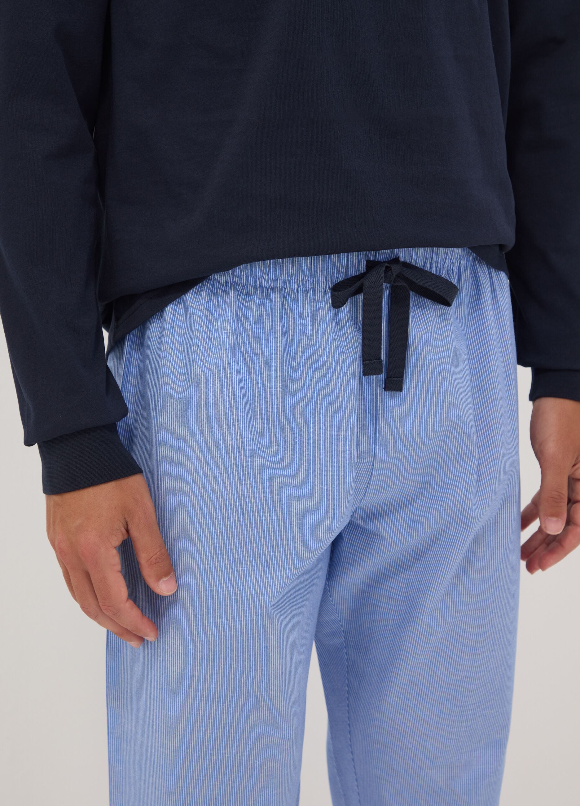 Brown striped organic cotton pyjamas, regular fit