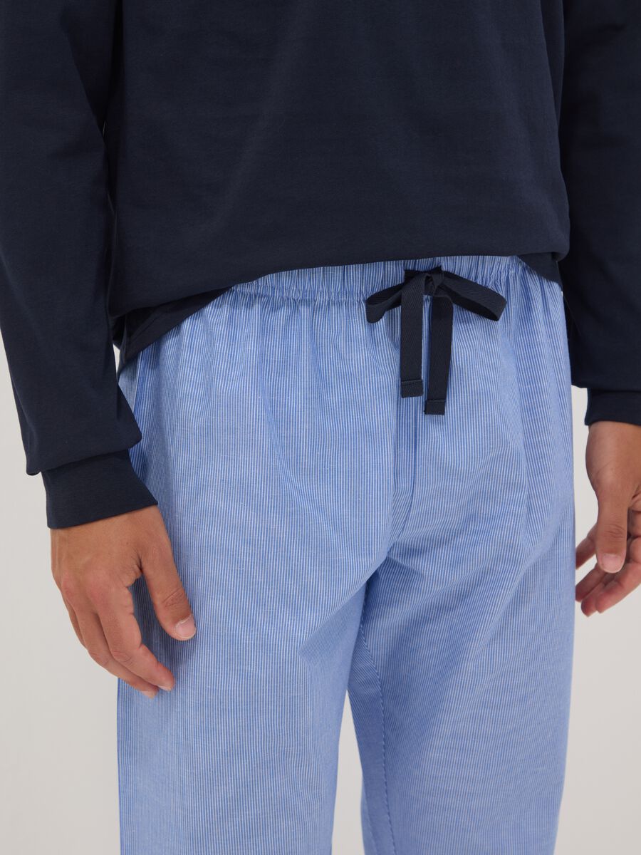 Pigiama marrone in puro cotone organico a righe regular fit_3