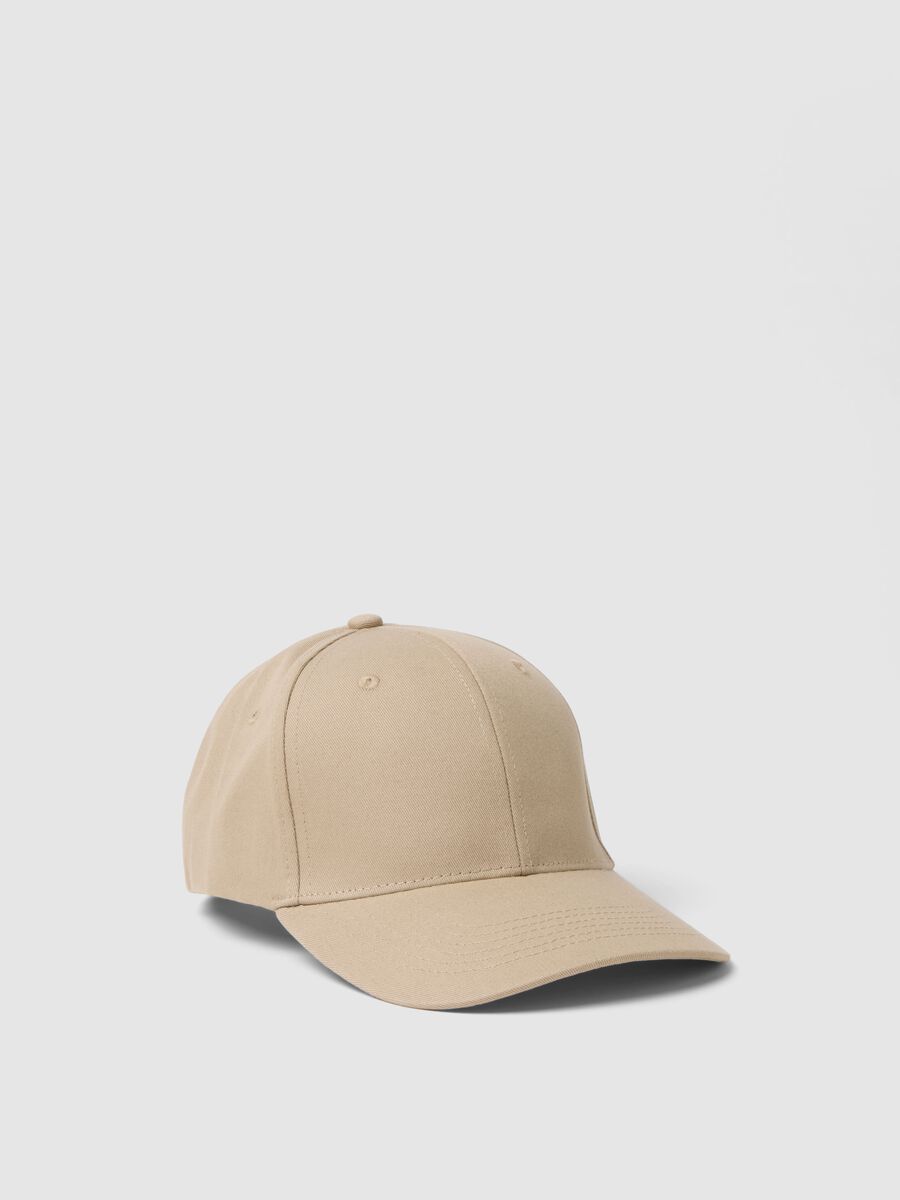 Cappello da baseball in puro cotone beige con chiusura regolabile_0