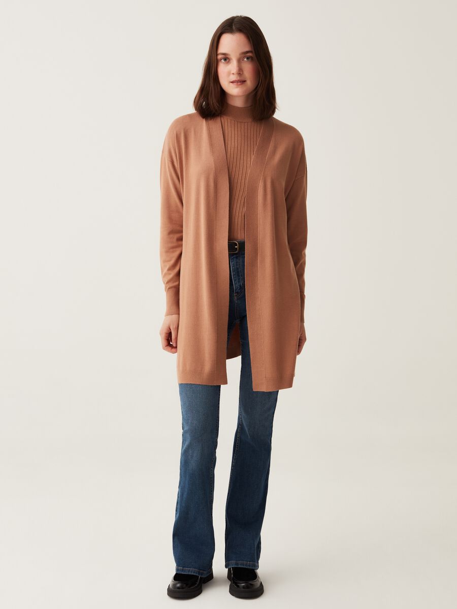 Long open cardigan with splits_0