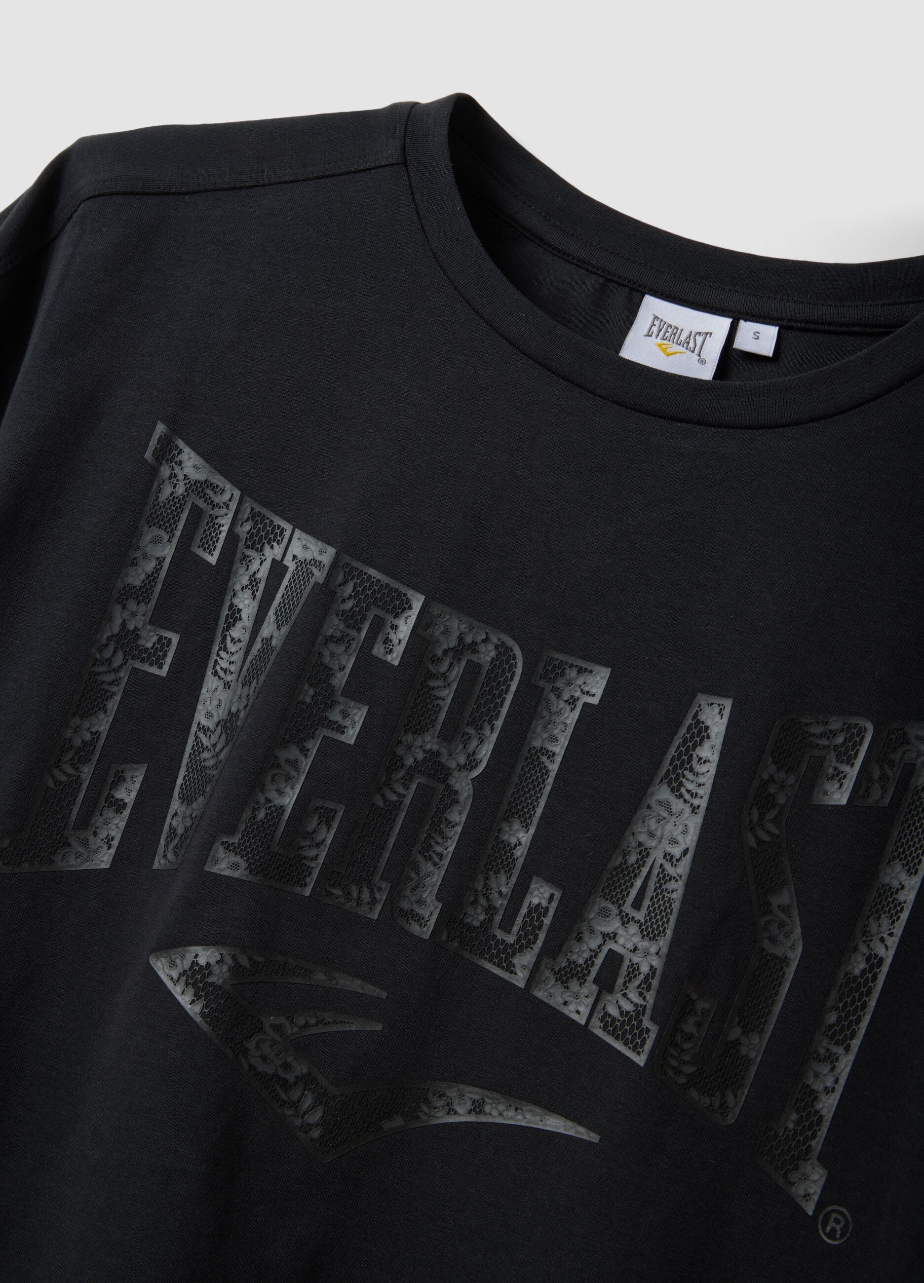 Black regular-fit stretch cotton jersey T-shirt with print