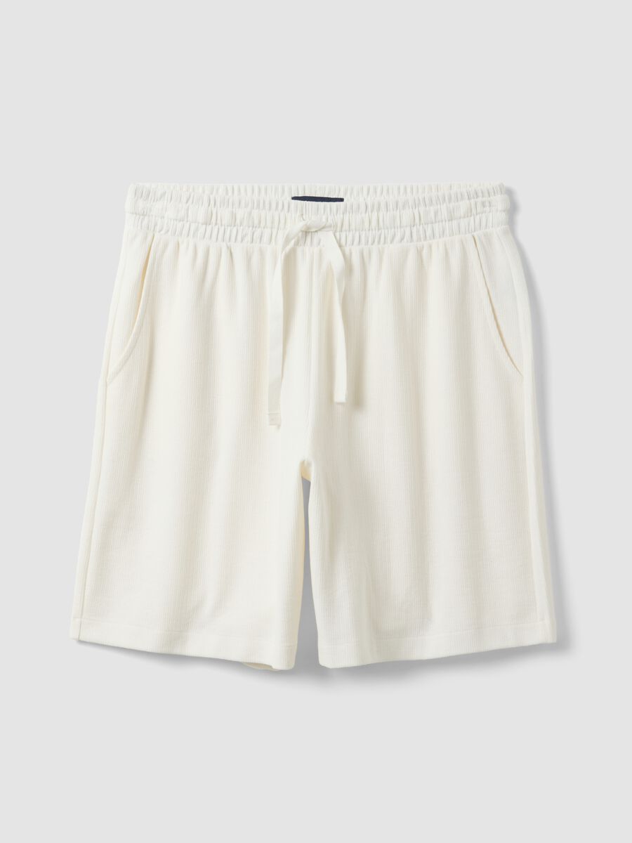 Shorts jogger bianchi in misto cotone con coulisse relaxed fit_4