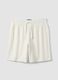 White cotton-blend jogger shorts with drawstring, relaxed fit_4