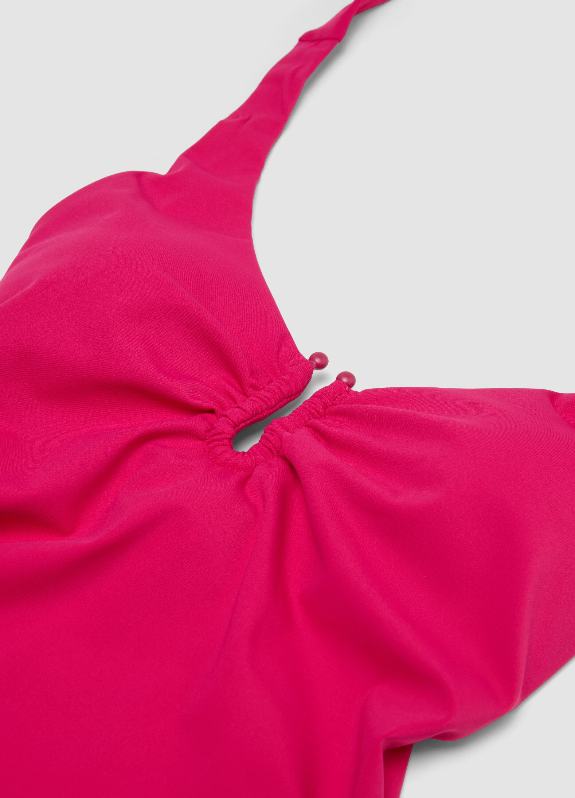 Pink stretch halterneck swimsuit