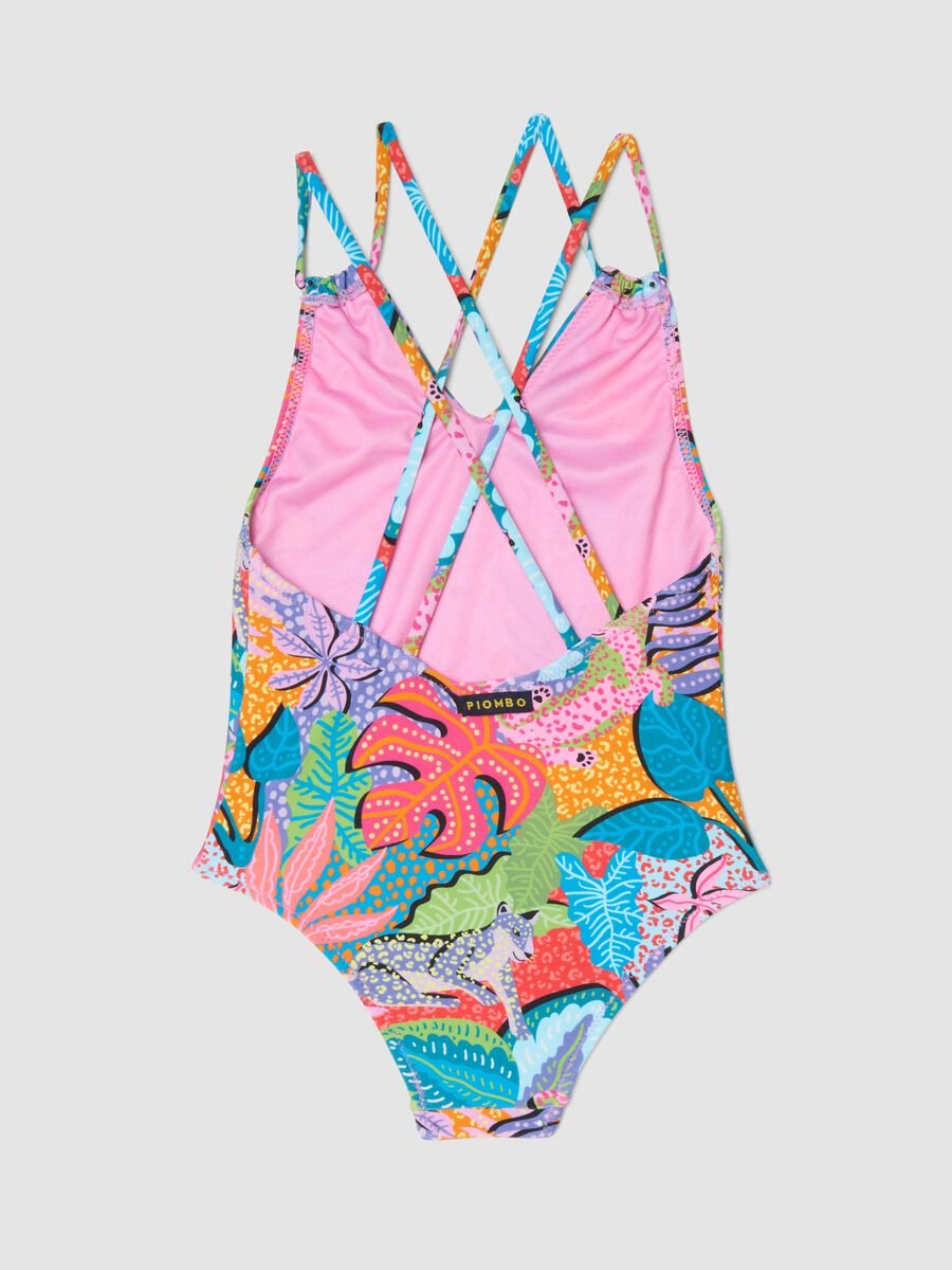 Multicolour stretch fabric swimsuit_1