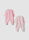 2-pack pink sleepsuits in pure organic cotton with Minnie & Me print for baby girl_0