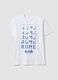 White pure cotton T-shirt with front print, regular fit_4