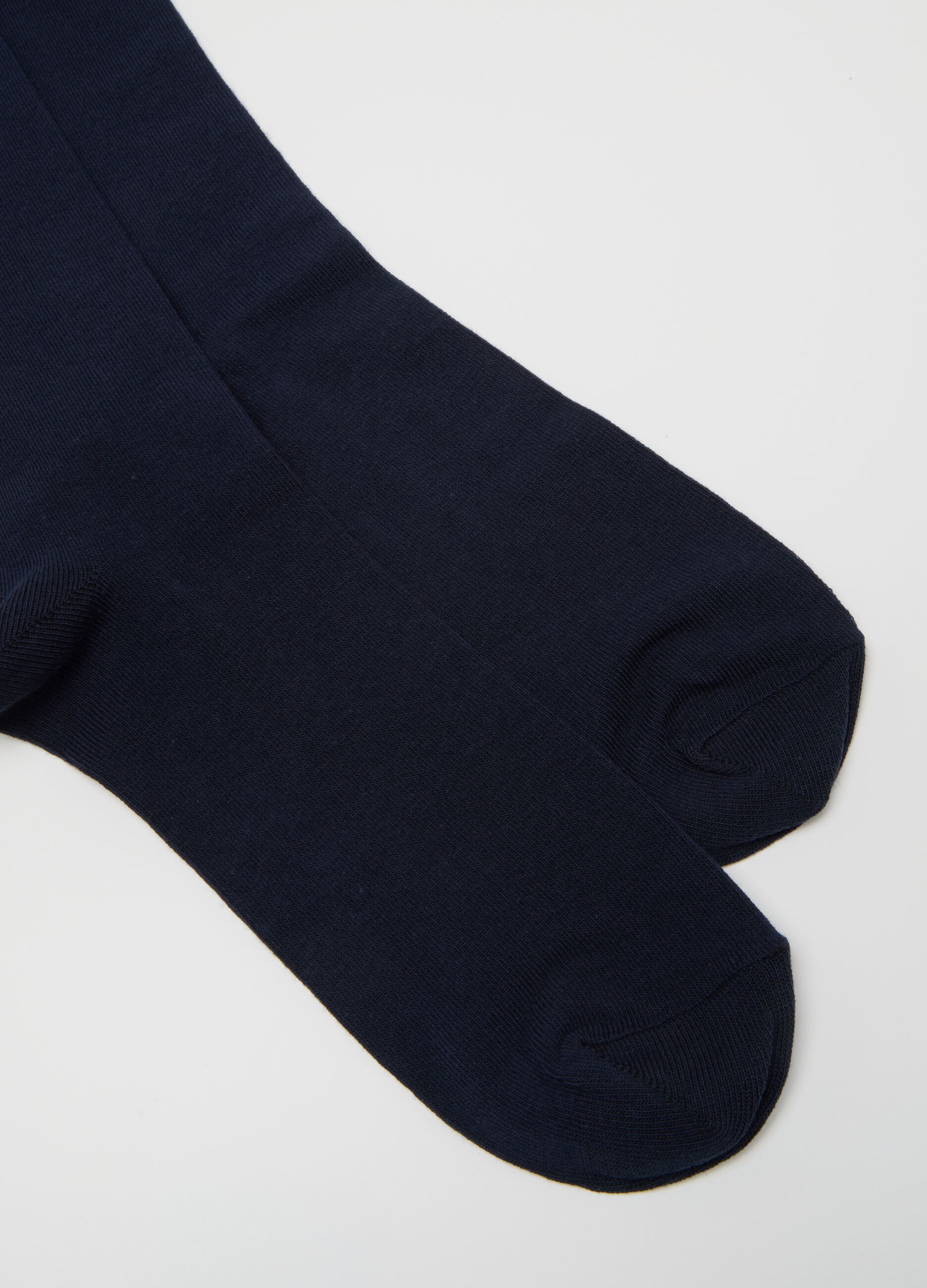 Blue elasticated cotton socks twin pack set
