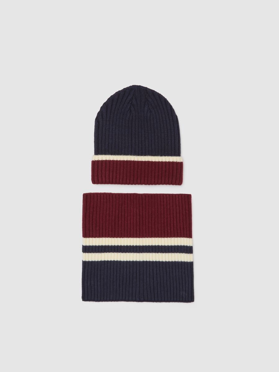 Children's multicolor striped hat and scarf set_0